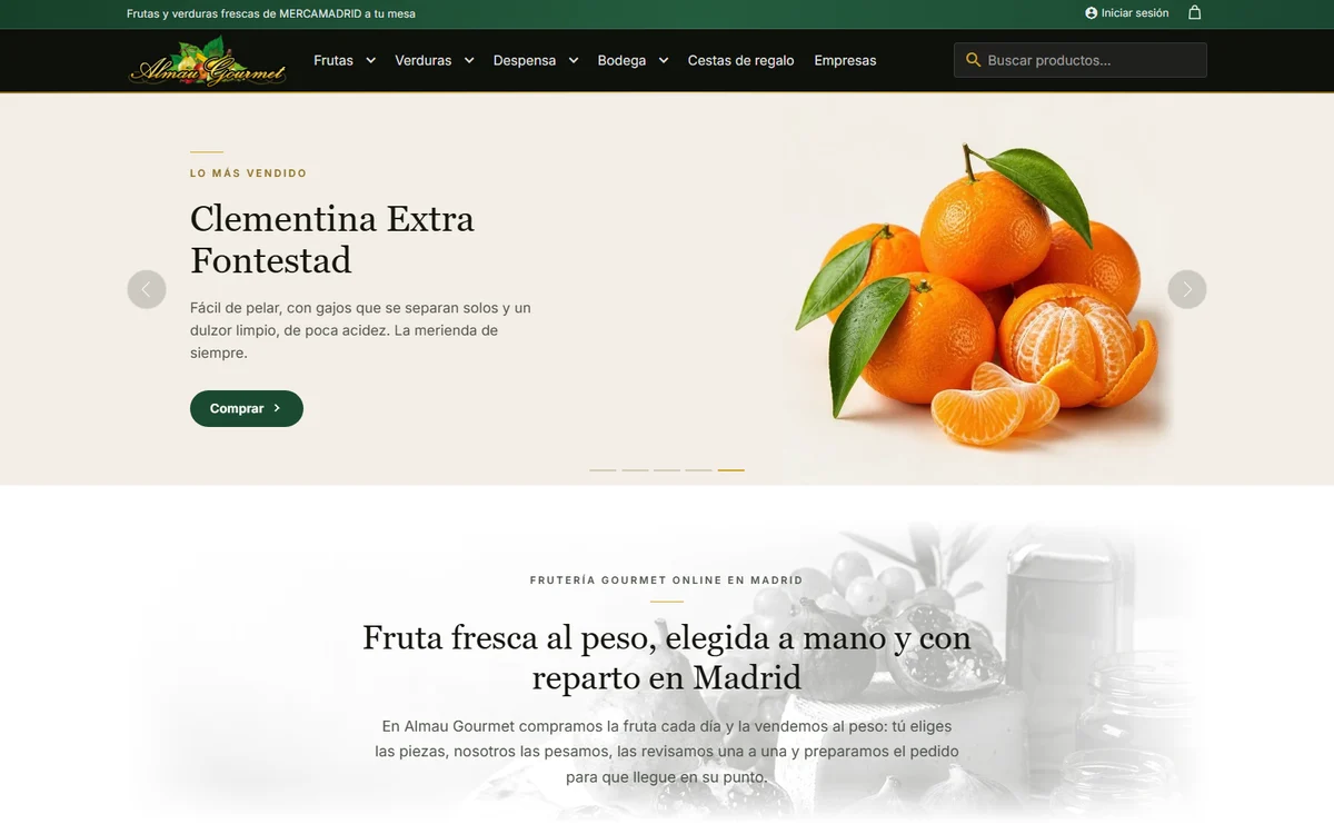 Proyecto web Almaú Gourmet, tienda online de frutería gourmet