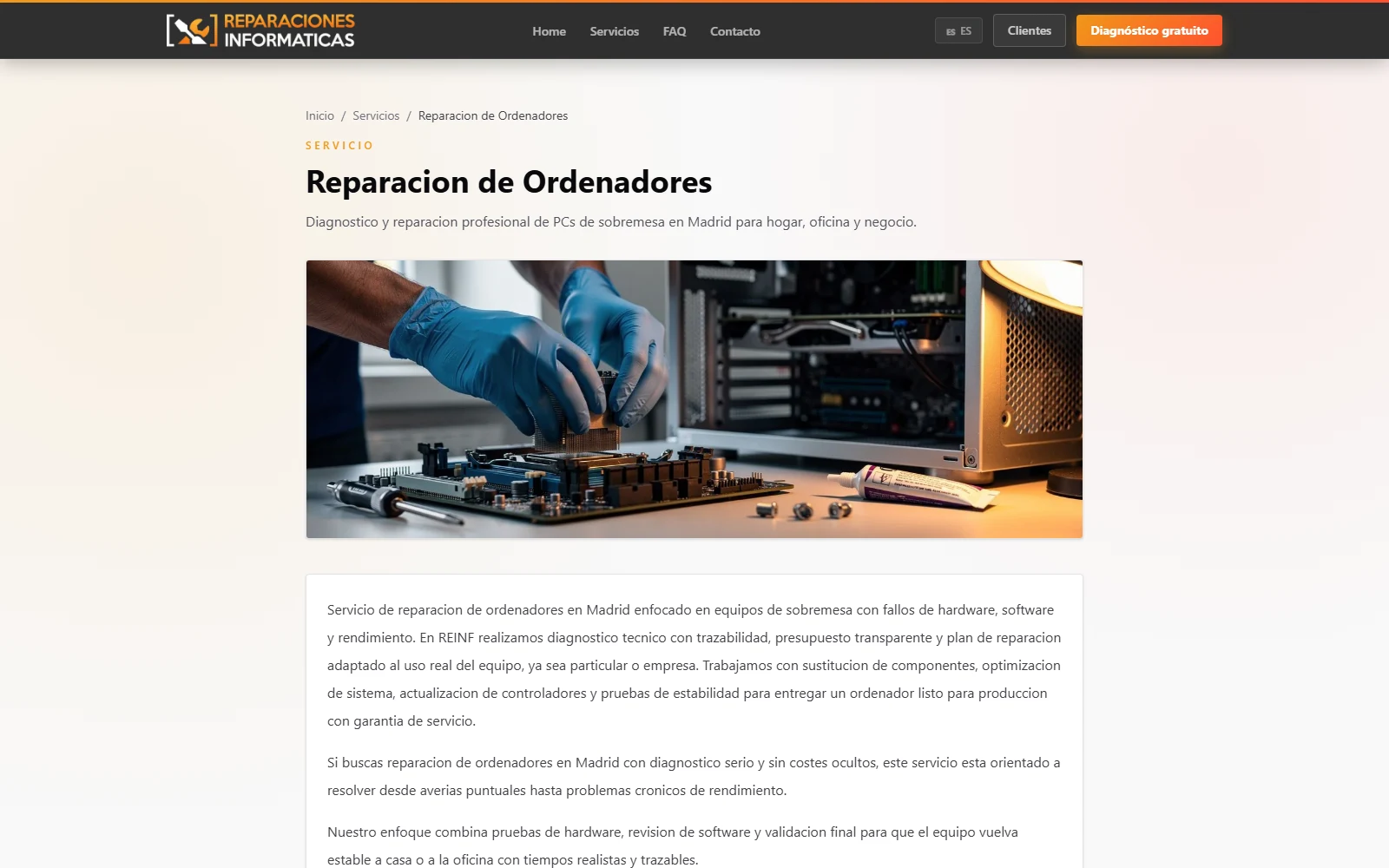 Ficha de servicio con cabecera generada por IA