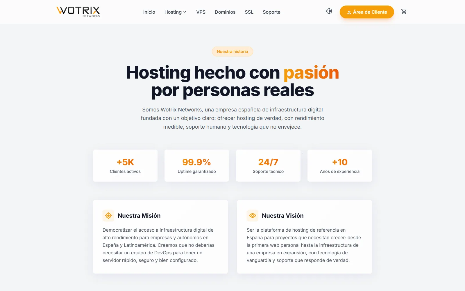 Página Acerca de Wotrix