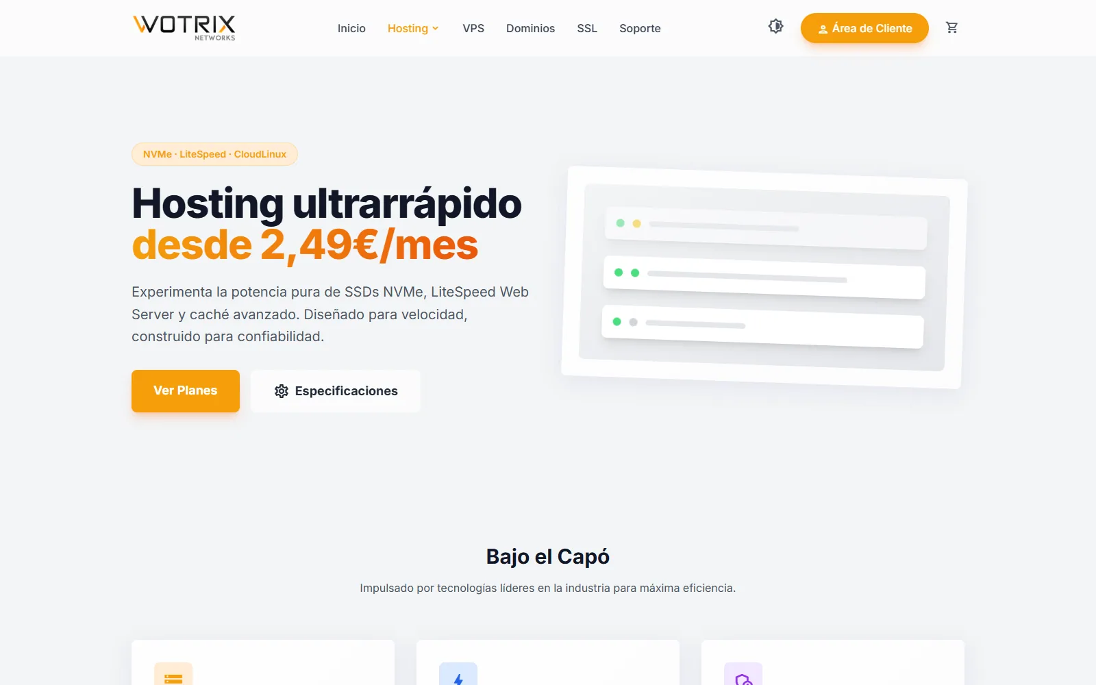 Planes de hosting web en Wotrix